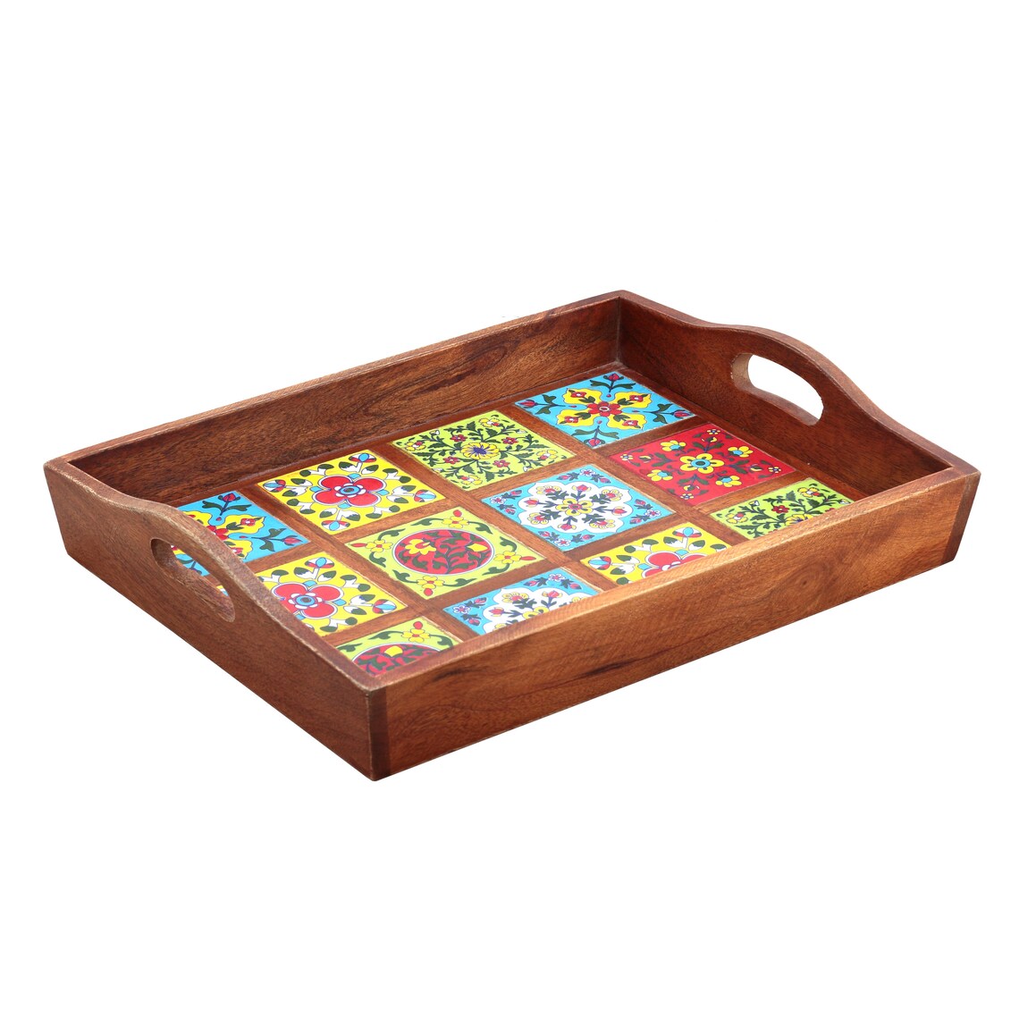 Wooden Decorative Tray with Ceramic Tiles Serving Tray with Etsy