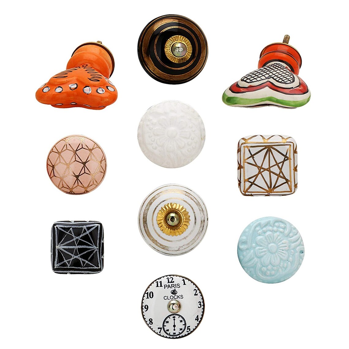 Assorted Knobs Set of 10 Vintage Indian Boho Etsy