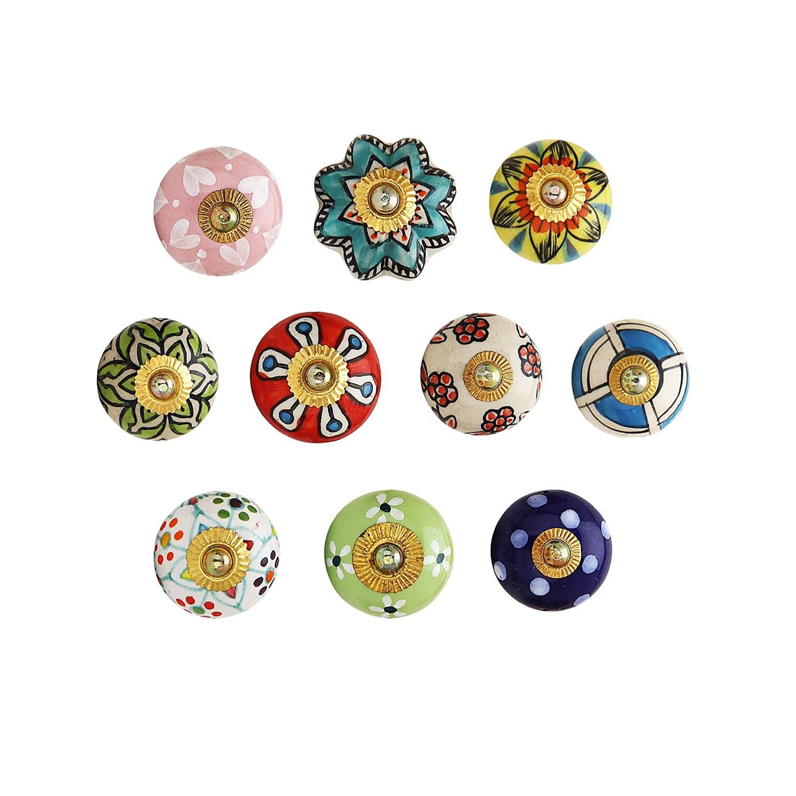 Assorted Knobs Set of 10 Vintage Indian Boho Etsy