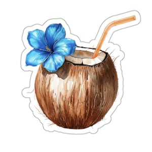Adesivo cocco / Adesivo spiaggia tropicale per laptop, bottiglia d'acqua, telefono / Adesivo in vinile con estetica estiva / Adesivo impermeabile con atmosfera isolana