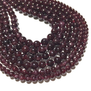 Natural Red Garnet Beads 4mm 6mm 8mm 10mm 12mm Polished Round Loose Gemstone Spacer Beads for DIY Jewelry Making & Design 15.5&quot; Full Strand