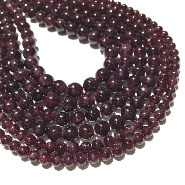 Natürliche rote Granat Perlen 4mm 6mm 8mm 10mm 12mm Poliert Runde Lose Edelstein Spacer Perlen für DIY Schmuckherstellung & Design 15,5" Vollstrang