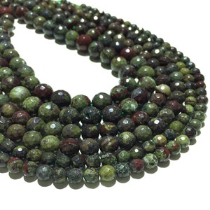 Natural Faceted Dragon Blood Stone Bead 4mm 6mm 8mm 10mm Round Loose Gemstone Spacer Beads for DIY Jewelry Making & Design 15.5&quot; Full Strand