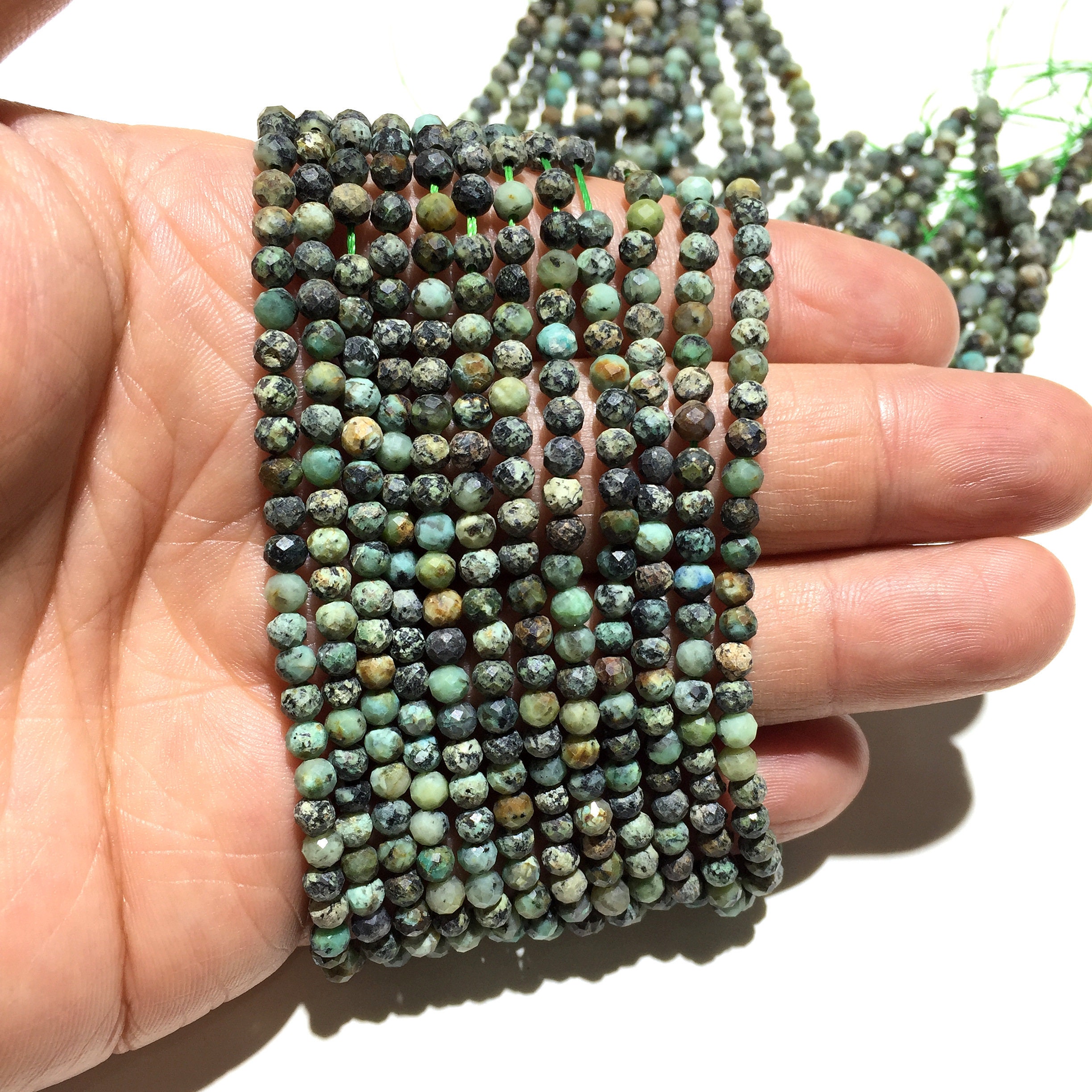 Natural African Turquoise Beads 2mm 3mm 4mm Faceted Round Etsy