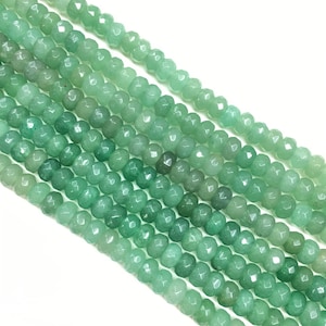 Natural Green Adventurine Beads 4x6mm 5x8mm Faceted Rondelle Loose Gemstone Spacer Beads for DIY Jewelry Making & Design 15.5&quot; Full Strand