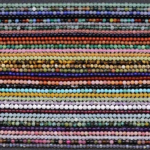 Perline di pietre preziose naturali da 2 mm e 3 mm, perline distanziatrici rotonde in pietre preziose per la creazione di gioielli, perline di agata/perline di giada/perline di quarzo rosa/perline di granato