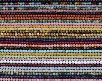 Natural Gemstone Beads 2mm 3mm Round Loose Gemstone Spacer Beads for Jewelry Making Agate Beads/ Jade Beads/ Rose Quartz Beads/ Garnet Beads