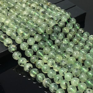 Natural Green Prehnite Bead 6mm 8mm 10mm Round Loose Healing Energy Gemstone Spacer Bead for Bracelet Necklace Jewelry Making 15 Full Strand