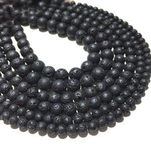 Natural Lava Stone Beads 4mm 6mm 8mm 10mm Round Loose Gemstone Spacer Beads for Bracelet Necklace Jewelry Making & Design 15.5&quot; Full Strand