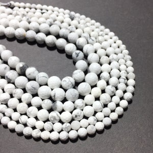 Natural Faceted Howlite Beads 4mm 6mm 8mm 10mm Round Loose Gemstone Spacer Beads for DIY Jewelry Making & Design 15.5" Full Strand