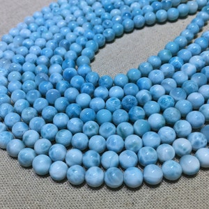 Natural Larimar Beads 6mm 8mm 10mm Gemstone Spacer Round Beads for Handcraft Bracelet Necklace DIY Jewelry Making Design 15&quot; AAAA Quality