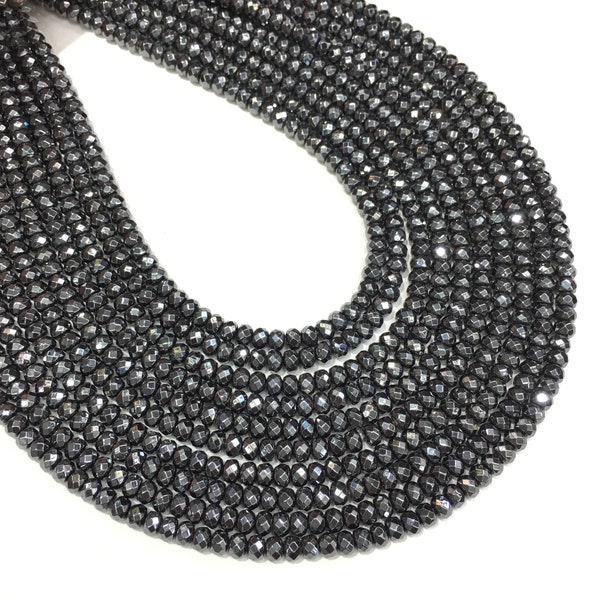 Nero Ematite Perle 2x4mm 3x4mm 3x6mm Rondelle Non magnetico Loose Gemstone Spacer Bead per la creazione di gioielli fai da te & Design 15.5" Strand