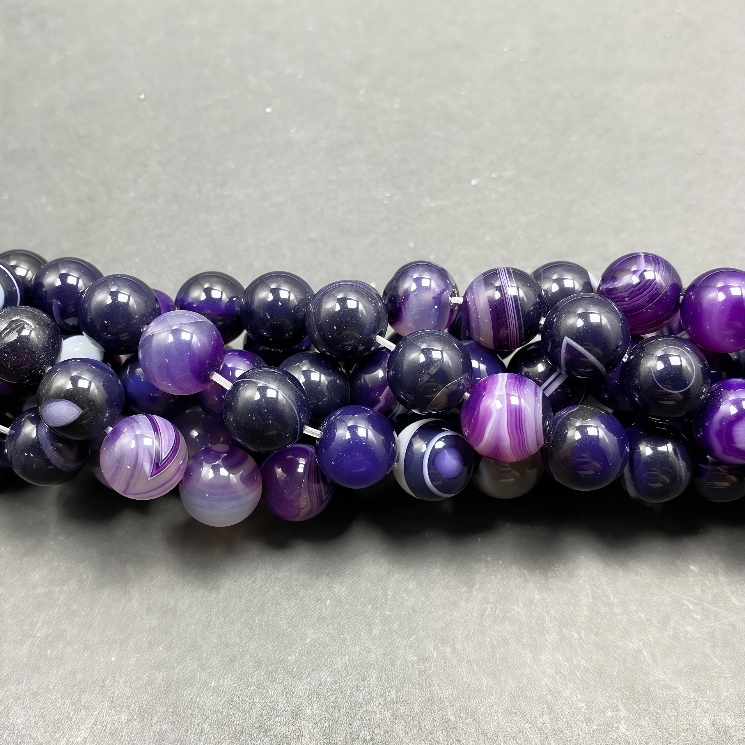 Perles Rondes En Agate Rayée Rose Naturelle - Tailles 4 à 12 Mm, Vendues à L'unité