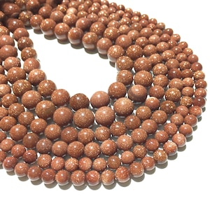 Natural Gold Sand Stone Beads 4mm 6mm 8mm 10mm Round Loose Healing Energy Gemstone Spacer Beads for Bracelet Jewelry Making15.5&quot; Full Strand