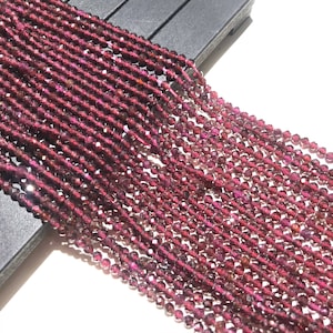 Natural Red Garnet Beads 2mm 3mm 4mm Faceted Round Loose Gemstone Spacer Beads for DIY Jewelry Making & Design 15.5&quot; Full Strand