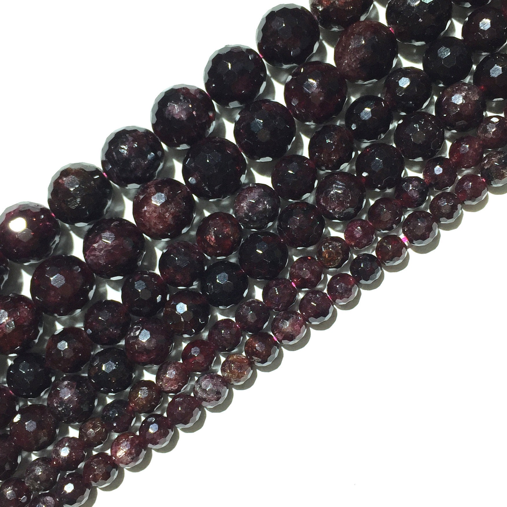 thumbnail image 2 of Skysk Natural 10mm Faceted Red Garnet Gemstone Round Bead Bracelet - 7.5 Inches, Handmade 2 of 5