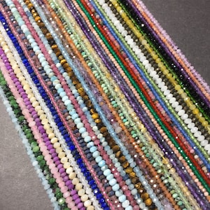 Natural Gemstone Bead 2x3mm 2.5x4mm Faceted Rondelle Loose Healing Energy Gemstone Spacer Bead for Bracelet Jewelry Making 15.5&quot; Full Strand