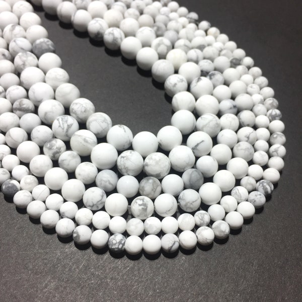 Natural Matted Howlite Beads 4mm 6mm 8mm 10mm Round Loose Healing Energy Gemstone Spacer Beads for Bracelet Jewelry Making 15.5" Full Strand