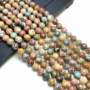 Natural Ocean Jasper Stone Bead 6mm 8mm 10mm Round Gemstone Spacer Beads for DIY Jewelry Making & Design 15.5&quot; Full Strand, Ocean Jasper