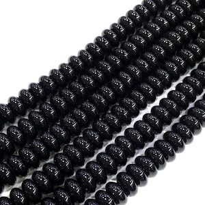 Natural Black Onyx Beads 4x6mm 5x8mm Rondelle Shape Loose Gemstone Spacer Beads for DIY Jewelry Making & Design 15.5" Full Strand