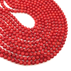 AAAAA Red Coral Beads  6mm 8mm 10mm Round Loose Gemstone Spacer Beads Healing Yoga Energy for Bracelet Necklace Jewelry Making &Design 15.5&quot;
