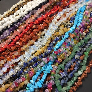 Bulk of Natural Gemstone Chip Beads Freeform Chip Nugget Beads Assorted Gemstone Crystal Beads for Jewelry Making Necklace 34Inch Strand