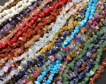 Bulk of Natural Gemstone Chip Beads Freeform Chip Nugget Beads Assorted Gemstone Crystal Beads for Jewelry Making Necklace 34Inch Strand