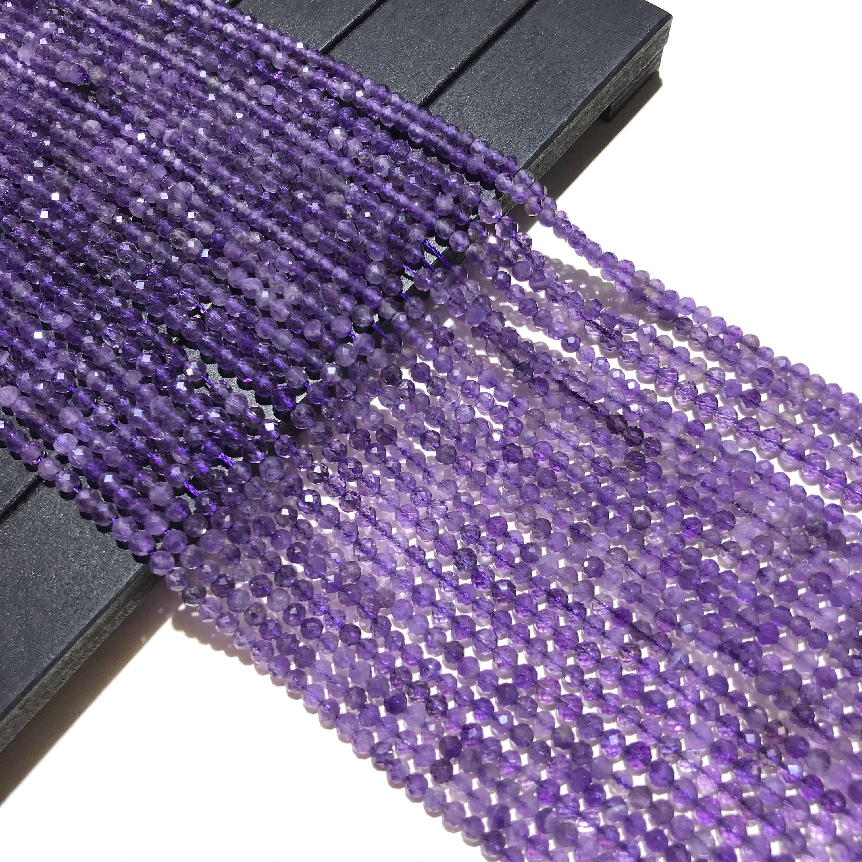 Natural Amethyst Beads 2mm 3mm 4mm Faceted Round Loose Gemstone Space…