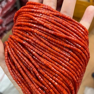 AAA Orange Red Coral Beads 2x2mm 2.5x2.5mm 3x3mm Rondelle Tube Loose Spacer Beads Healing Energy for Bracelet Necklace Jewelry Making 15.5&quot;