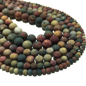 Naturale Matte Picasso Jasper perline 4mm 6mm 8mm 10mm Rotondo Sciolto Gemstone Spacer Perline perline per gioielleria fai da te Fare & Design 15.5&quot; Full Strand