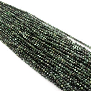 Natural Green Seraphinite Beads 2mm 3mm 4mm Faceted Round Loose Gemstone Spacer Beads for DIY Jewelry Making & Design 15.5&quot; Full Strand