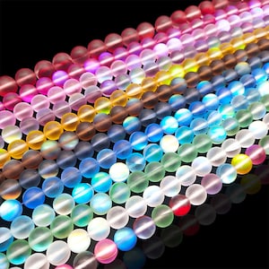 Natural Crystal Quartz Beads 6mm 8mm 10mm 12mm Flash Shimmer Round Matte Loose Stone Spacer Beads for Bracelet Necklace Jewelry Making 15.5&quot;