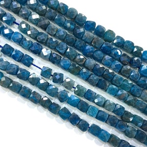 Natural Blue Apatite Beads 4-5mm Faceted Square Loose Healing Energy Gemstone Spacer Beads for Bracelet Jewelry Making 15.5" Full Strand