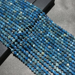Natural Blue Apatite Beads 2mm 3mm 4mm Faceted Round Loose Gemstone Spacer Beads for DIY Jewelry Making & Design 15.5" Full Strand