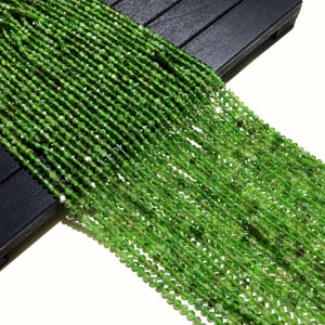 Natural Green Diopside Beads 2mm 3mm 4mm Faceted Round Loose Gemstone Spacer Bead for Jewelry Making & Design for Necklace Bracelet 15.5&quot;