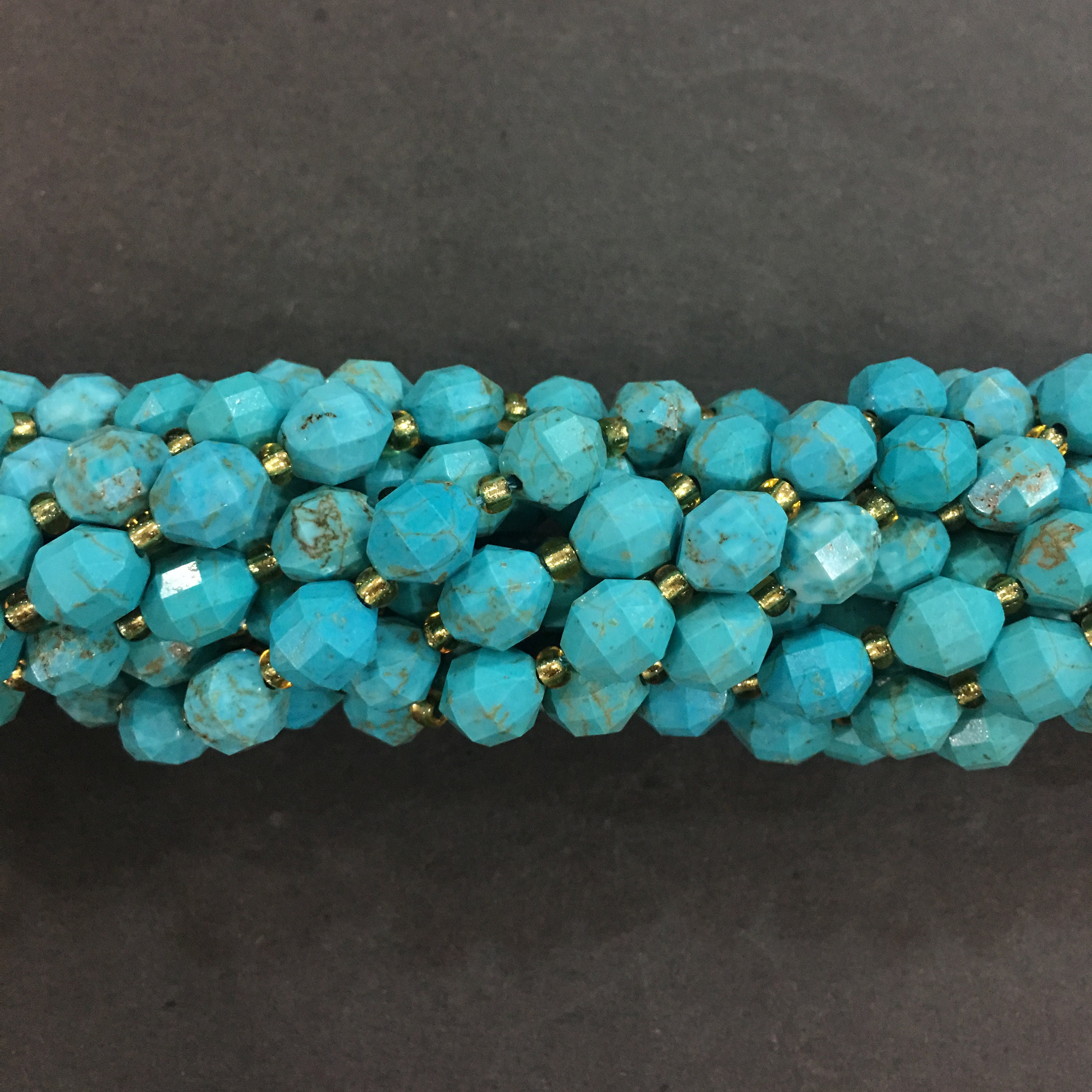 Perline Rondelle Piatte In Pietra Turchese Blu - 33x8mm - Forate Per Creazione Gioielli Fai Da Te