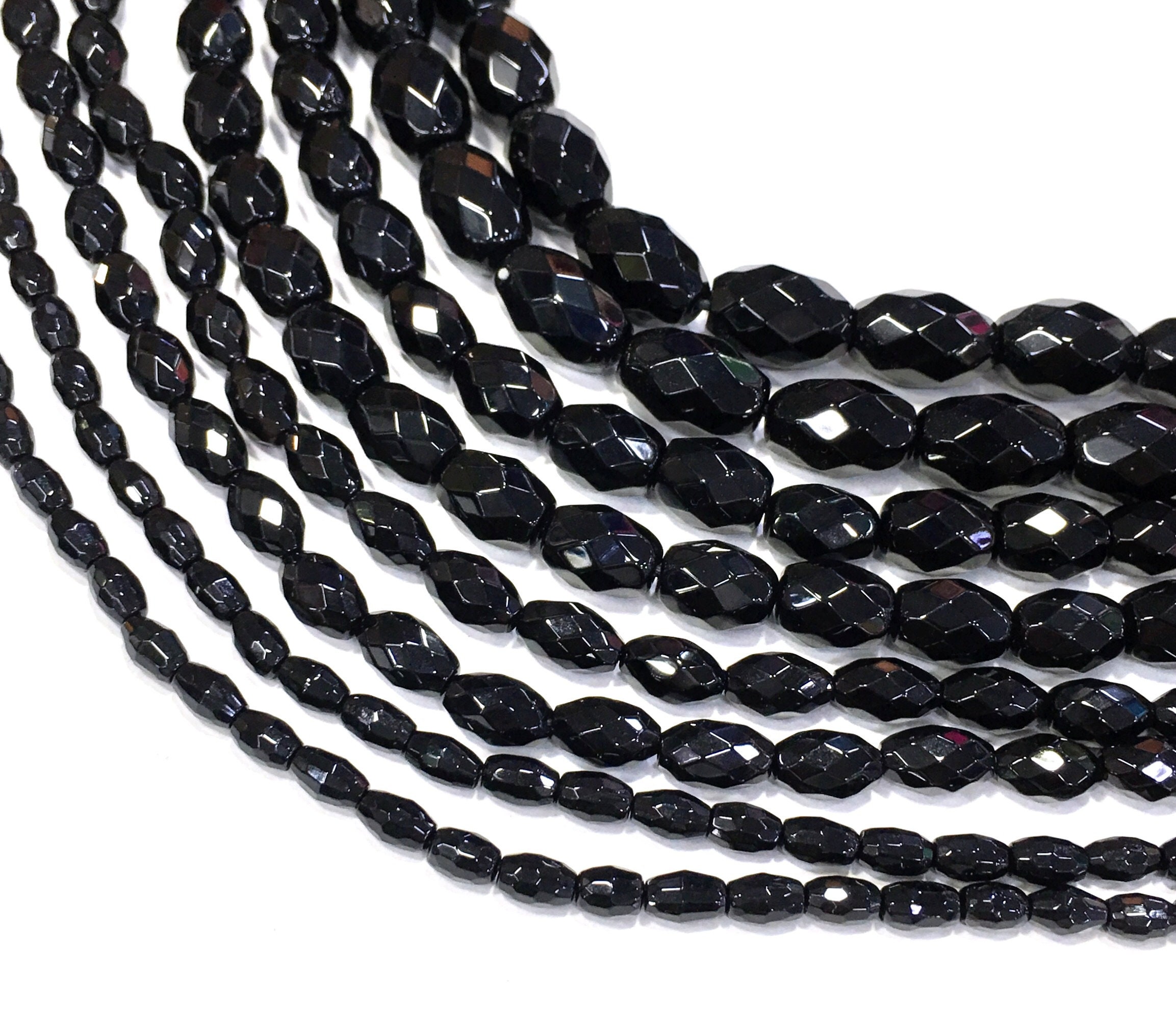 Natural Black Onyx Beads 4x6mm 6x9mm 8x10mm 10x14m Faceted | Etsy