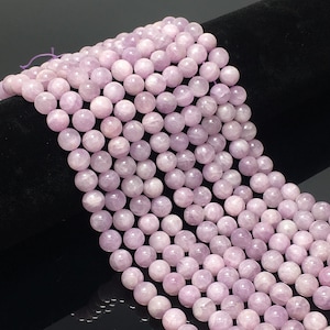 Natural Pink Kunzite Beads 6mm 8mm 10mm Round Loose Healing Gemstone Spacer Beads DIY Jewelry Making for Bracelet Necklace 15.5&quot; Full Strand