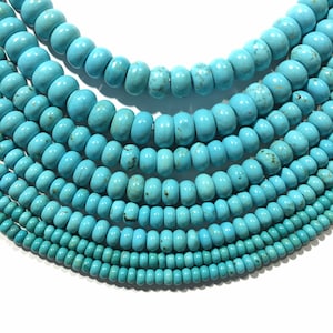 Natural Blue Turquoise Beads 4x6mm 5x8mm Rondelle Shape Loose Gemstone Spacer Beads for DIY Jewelry Making & Design 15.5&quot; Full Strand