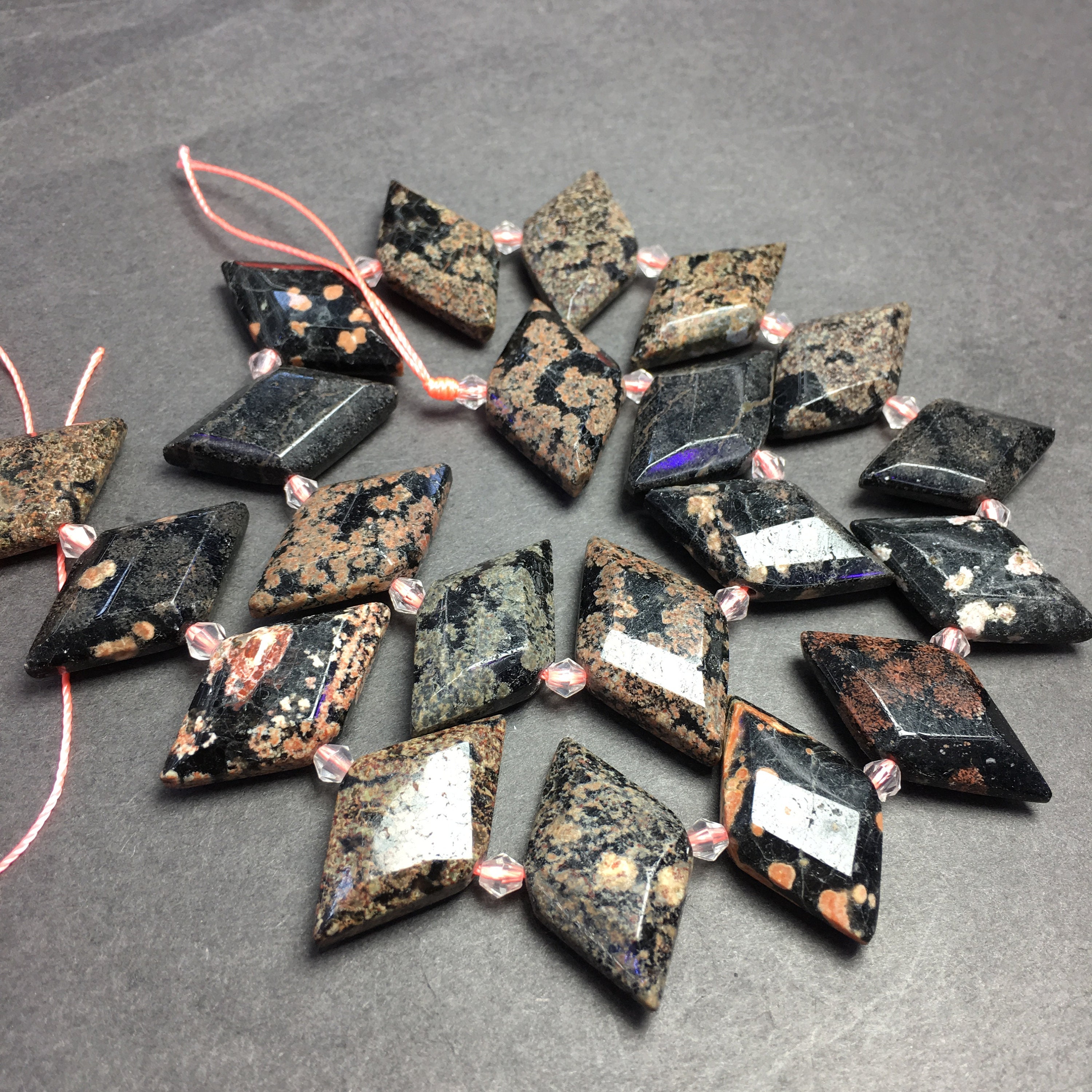 Natural Red Snow Flake Jasper Double Point15x30mm Center Etsy