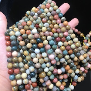 Natural Alashan Beads 6mm 8mm 10mm Smooth Round Loose Beads Healing Energy Gemstone Spacer Beads for Bracelet Jewelry Making 15&quot; Full Strand