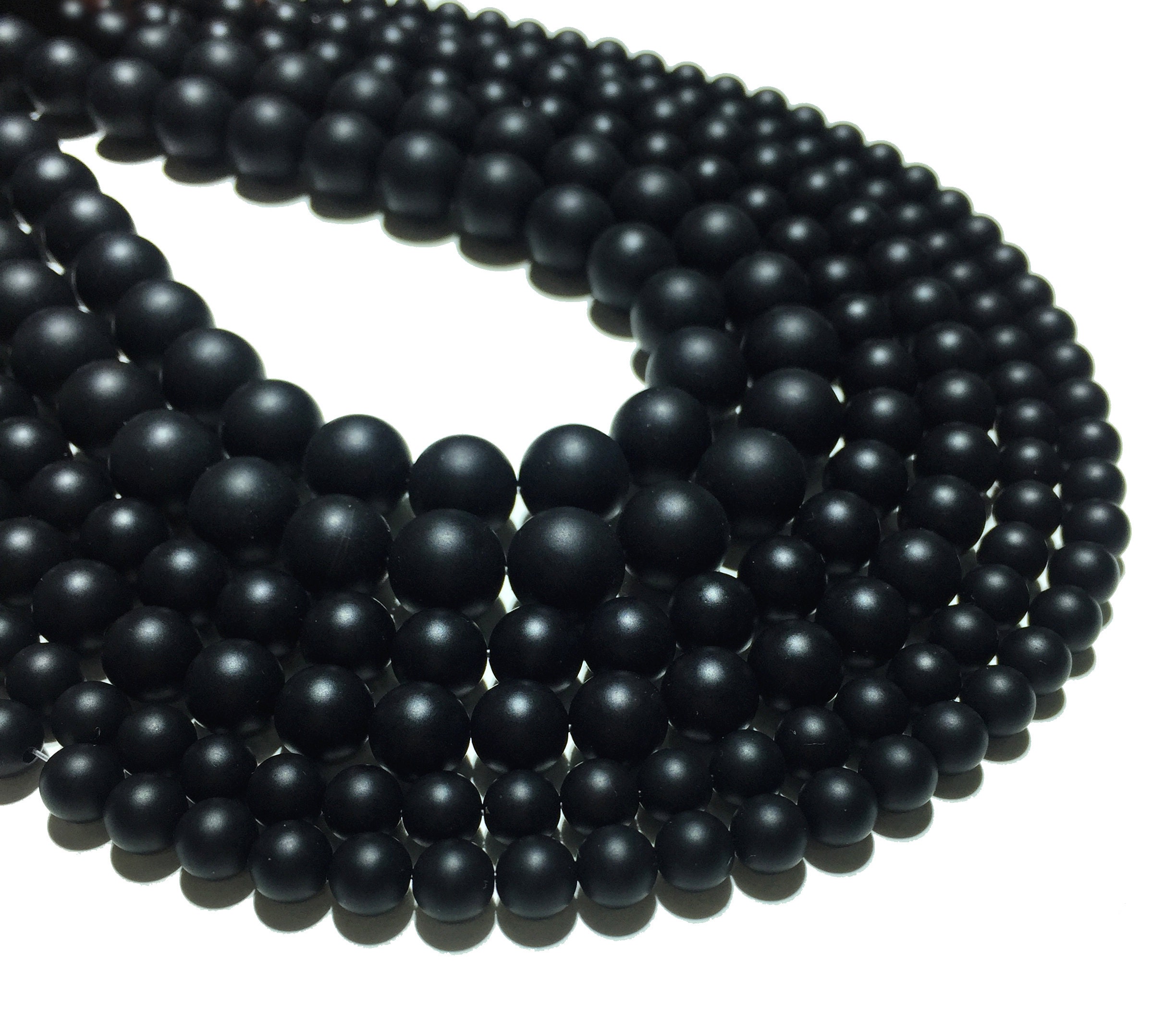 Natural Matte Black Onyx Gemstone Loose Beads,6mm 8mm 10mm Bracelet Spacer Beads,DIY Jewelry Accessory 1 Strand