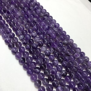 Natural Chevron Amethyst Beads 4mm 6mm 8mm 10mm Round Loose Gemstone Spacer Beads for Bracelet Bead Jewelry Making 15.5&quot; Dream Lace Amethyst