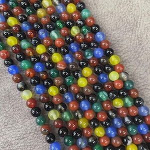 Natural Mix Agate Beads 4mm 6mm 8mm 10mm Round Loose Gemstone Spacer Beads Healing Energy Beads for DIY Jewelry Making & Design 15.5&quot;