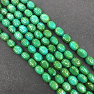 Natural Green Turquoise Beads 10x14mm Smooth Irregular Shape Bead Loose Gemstone Spacer Beads for DIY Jewelry Making & Design 15.5&quot;