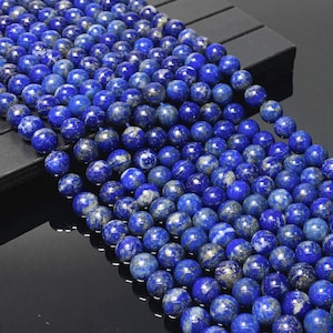 Natural Blue Lapis Beads 6mm 8mm 10mm 12mm Round Loose Healing Energy Gemstone Spacer Beads for Bracelet Jewelry Making 15.5&quot; Full Strand