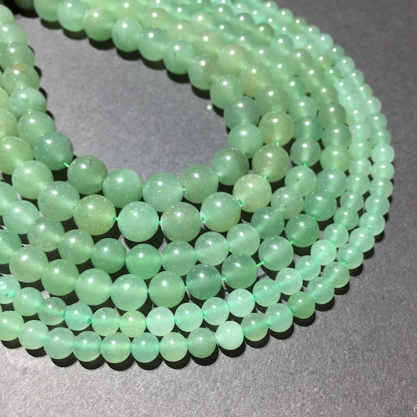 Perles d’aventurine vertes naturelles 4mm 6mm 8mm 10mm Rondes Loose Healing Gemstone Spacer Perles DIY Bijoux Fabrication pour Bracelet 15 '' Full Strand