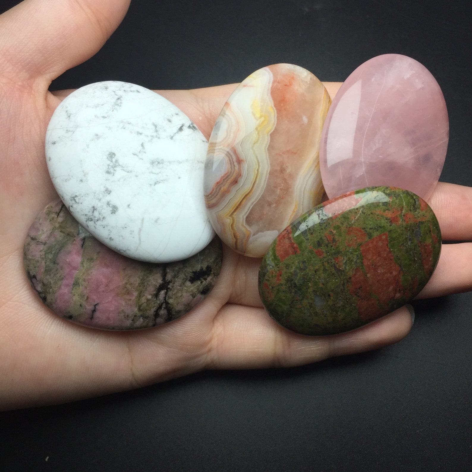 5 Kinds of Worry Stone Natural Stone Crystal Worry Stone 5 Etsy