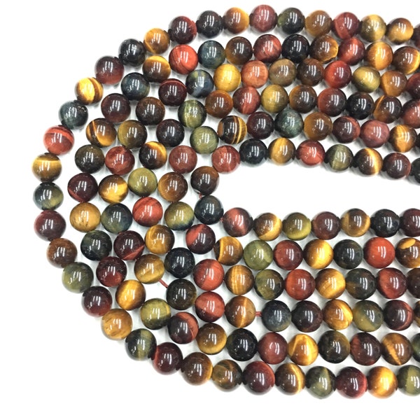 Natural Mix Red Tiger Eye Perles 4mm 6mm 8mm 10mm Poli Rond Loose Gemstone Spacer Perles pour Bracelet Bijoux Fabrication 15.5 « Full Strand