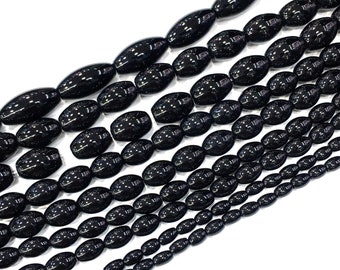 Natural Black Onyx Beads 4x6mm to 10x30m Rice Tube Shape Loose Gemstone Spacer Beads for DIY Jewelry Making 15.5" Full Strand